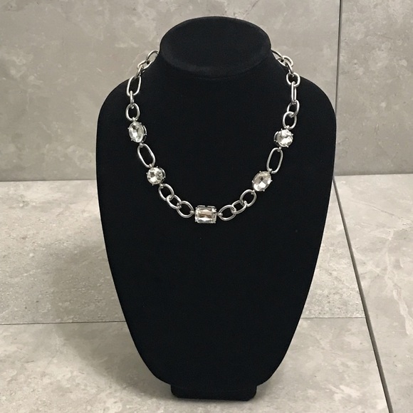 Chain Link Necklace with Sparkling Crystals - Picture 1 of 5